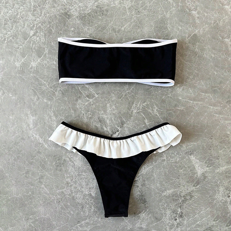 Damen Bandeau-Bikini mit Rüschendetails und elastischem Komfortbund Drune