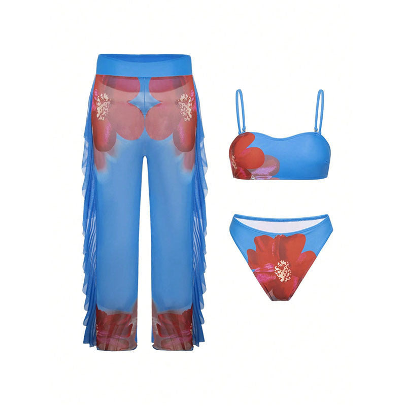 Damen Bikiniset mit Rüschen-Design und durchscheinenden Details Drune