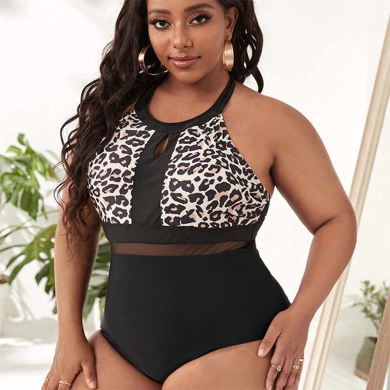 Damen Einteiler Badeanzug mit modischen Cut-Outs und animalischem Design Drune