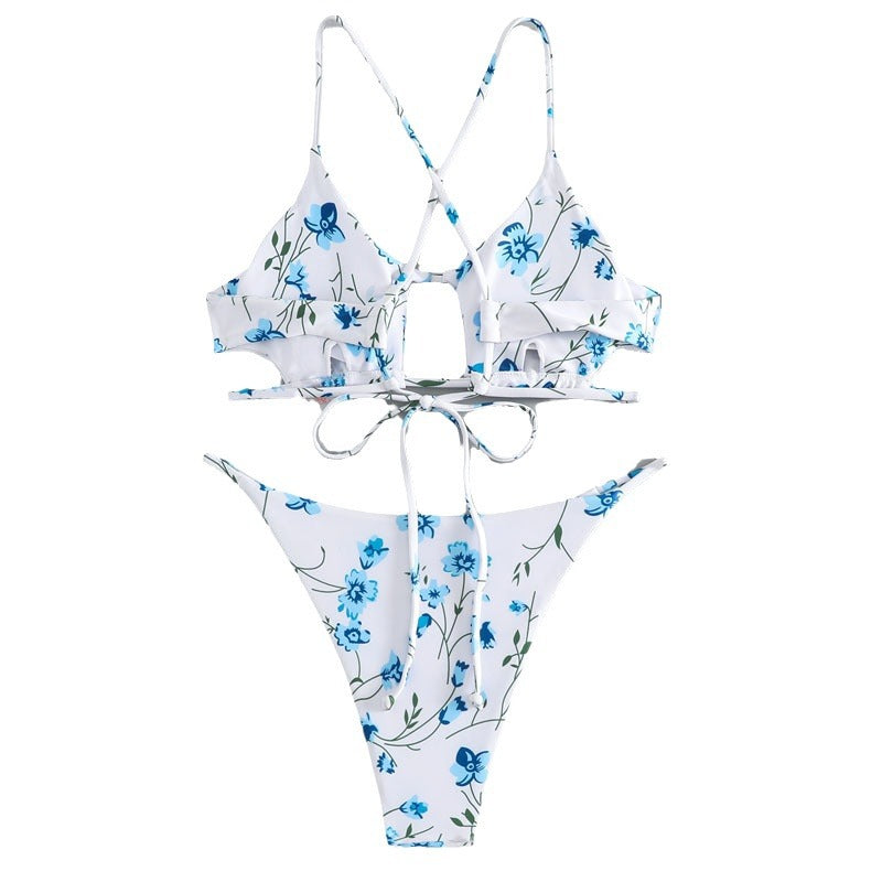 Damen Bikiniset mit verstellbaren Trägern und floralem Musterdruck Drune