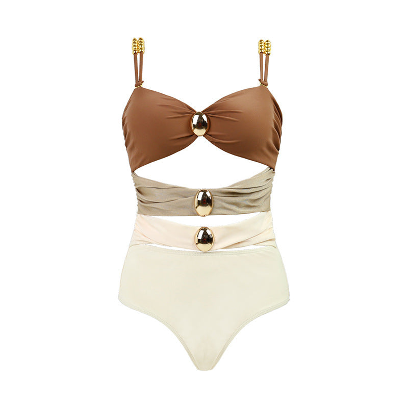 Damen Badespielanzug mit elegantem Wickeldesign und dekorativen Akzenten Drune