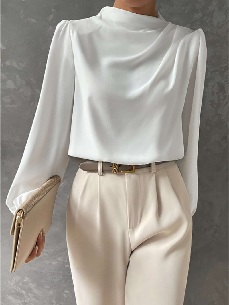 Damen Sommer Drapiert Langarm Bluse