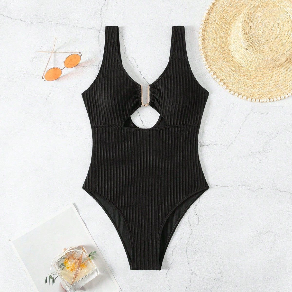Damen Einteiliger Badeanzug mit raffiniertem Cut-Out und sportlichem Design Drune