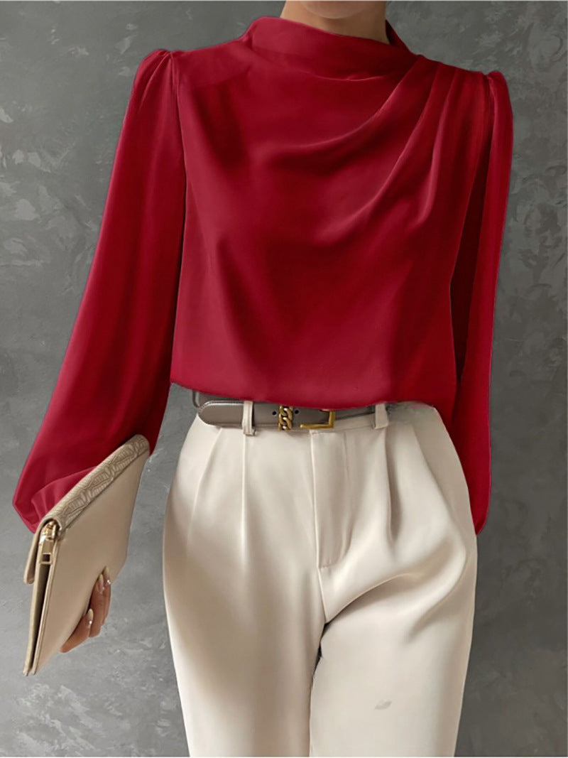 Damen Sommer Drapiert Langarm Bluse