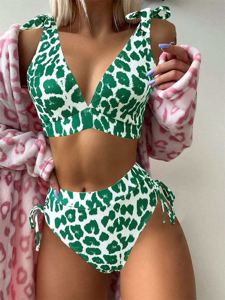Damen Bikini-Set mit verstellbaren Trägern und hohem Bund Drune