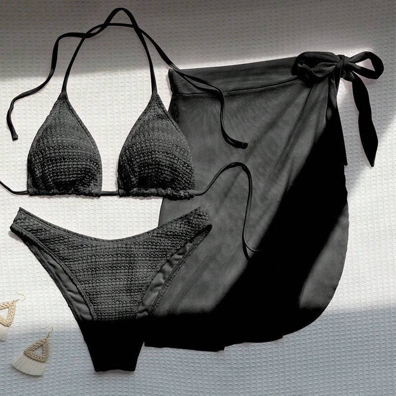 Damen Badeanzug-Set mit Spitzen-Details und schickem Wickelrock Drune