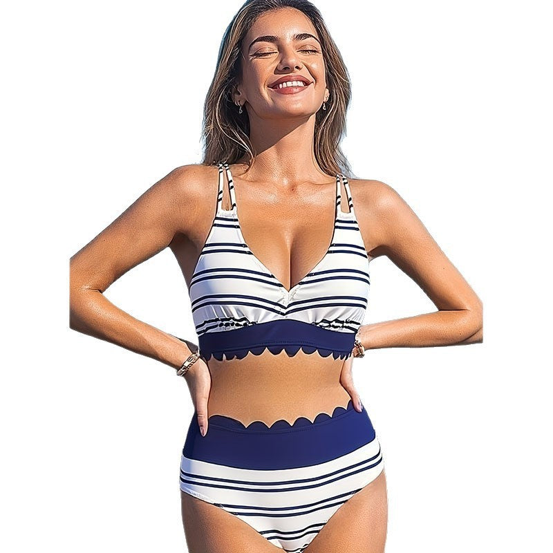 Damen Bikini-Set mit attraktivem Wickeldetail und hoch geschnittenem Unterteil Drune