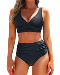 Damen V-Ausschnitt Überkreuzt Sommer Bikini Set
