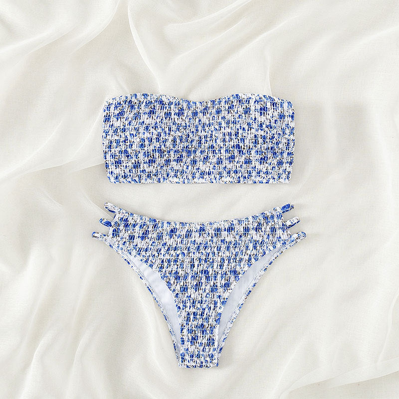 Damen Bandeau-Bikini mit raffinierten Rüschendetails und verstellbaren Trägern Drune