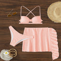 Damen Bikini-Set mit trägerlosem Oberteil, hohem Beinausschnitt und fließendem Rock Drune