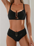 Damen Bikini-Set mit eleganten Rüschendetails und modischem Goldakzent Drune