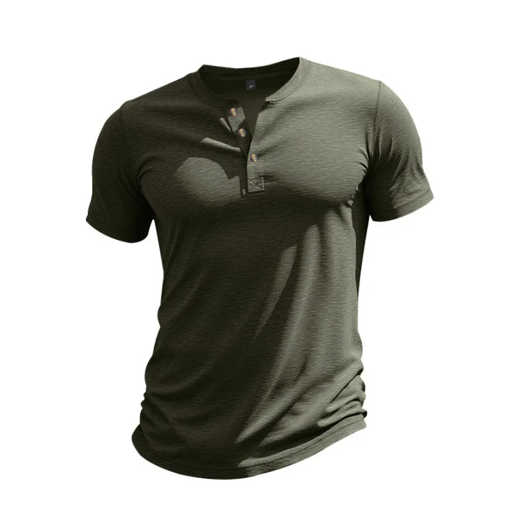 Herren Sommer Slim Fit Henley T-shirt