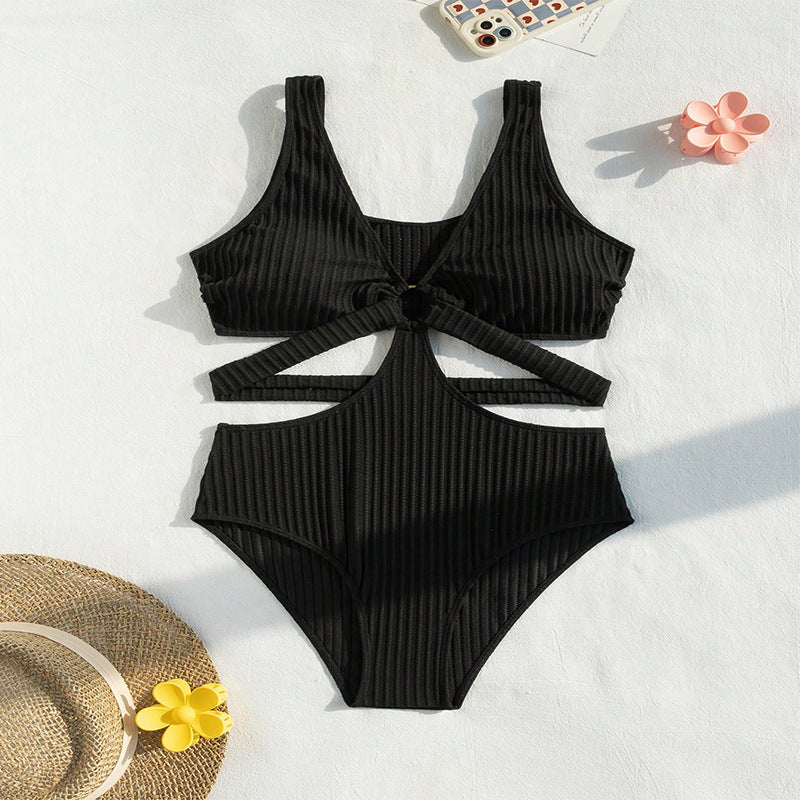 Damen Einteiler Badeanzug mit modischem Cut-Out und asymmetrischem Design Drune