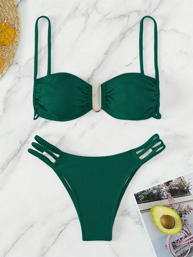 Damen Bikini-Set mit modischem Push-Up-Oberteil und elegantem Gummidetail Drune