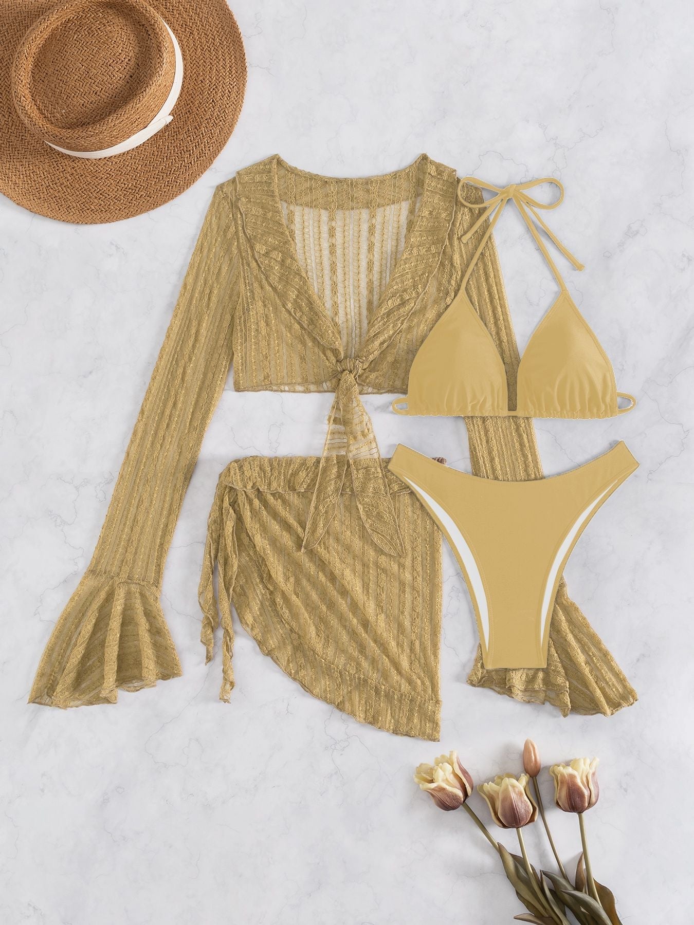 Damen Bikini-Set mit crop-top und lässigem Wickelrock Drune