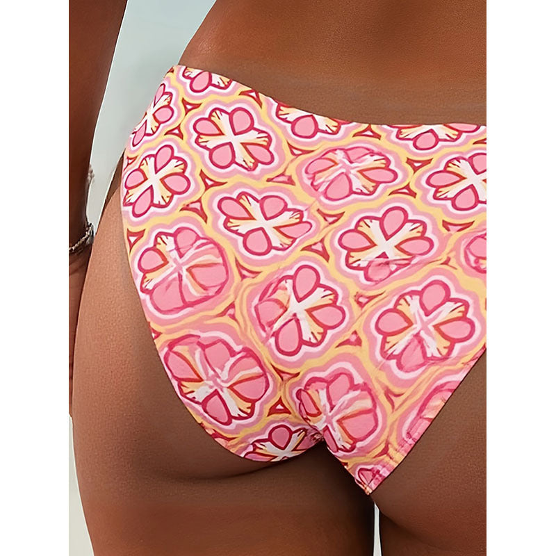 Damen Bikinislip mit floralem Muster und hohem Beinausschnitt Drune