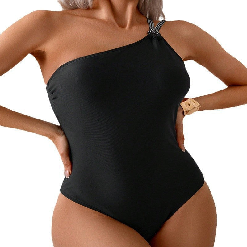 Damen Einseitiger Badeanzug mit asymmetrischem Design und modischen Trägern Drune
