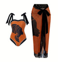 Damen Badeanzug mit luftiger Wickelrock Drune