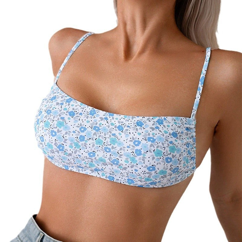 Damen Bikini-Oberteil mit verstellbaren Trägern und floraler Druck Drune