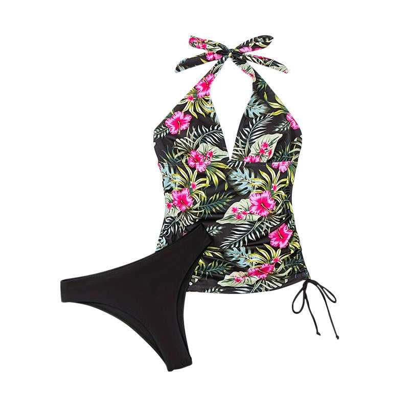 Damen Badeanzug mit floralem Design und verstellbaren Trägern Drune