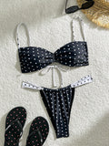 Damen Bikini-Set mit elastischem Stoff und Polka-Dots Drune