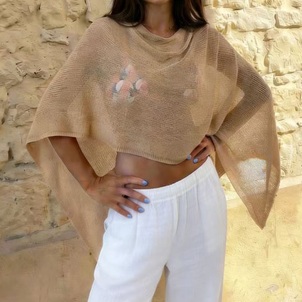 Damen transparenter Strandüberwurf mit asymmetrischem Schnitt und elegantem Design Drune