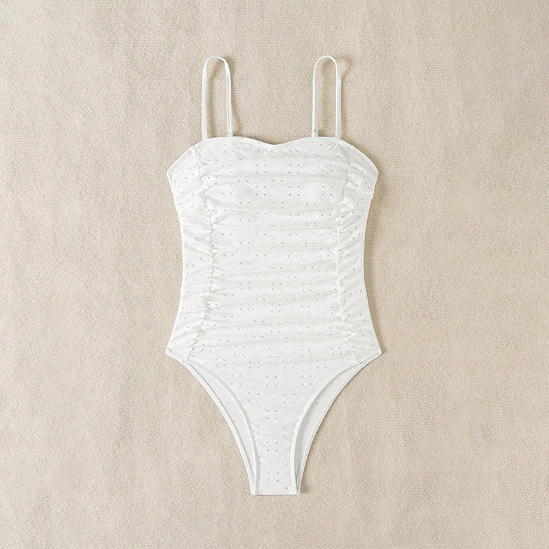 Damen Einteiler Badeanzug mit effektiver Raffung und romantischem Design Drune