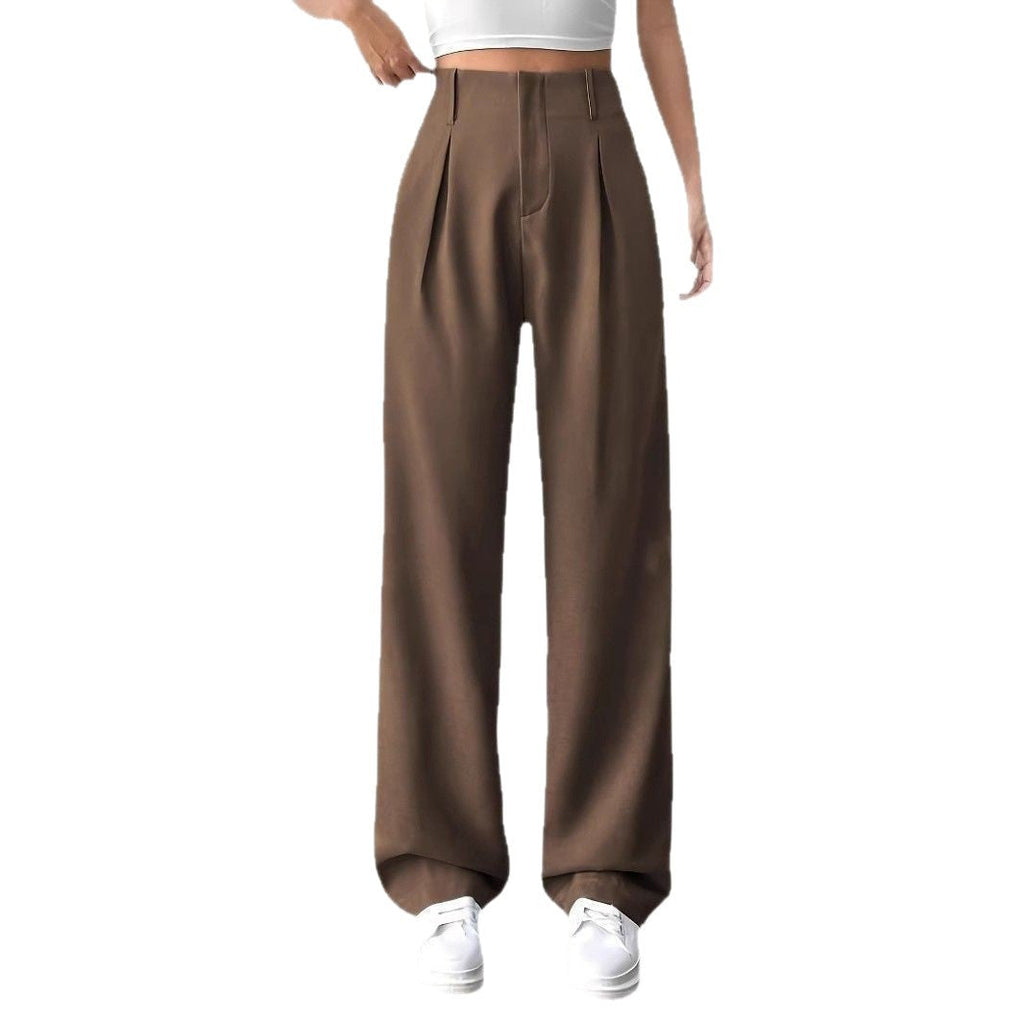 Damen Elegante Bundfaltenhose mit weitem Schnitt Drune