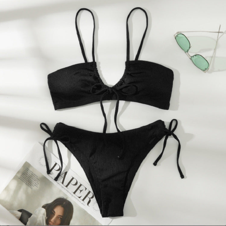 Damen Bikini-Set mit bindbarem Oberteil und hohem Beinausschnitt Drune