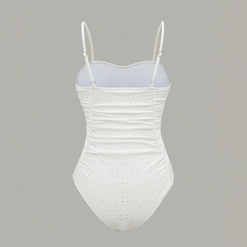 Damen Einteiler Badeanzug mit effektiver Raffung und romantischem Design Drune