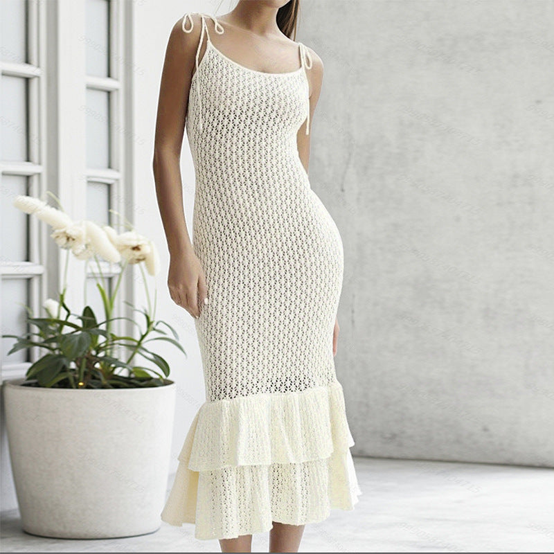 Damen Häkelkleid mit voluminösem Rüschenbesatz Drune