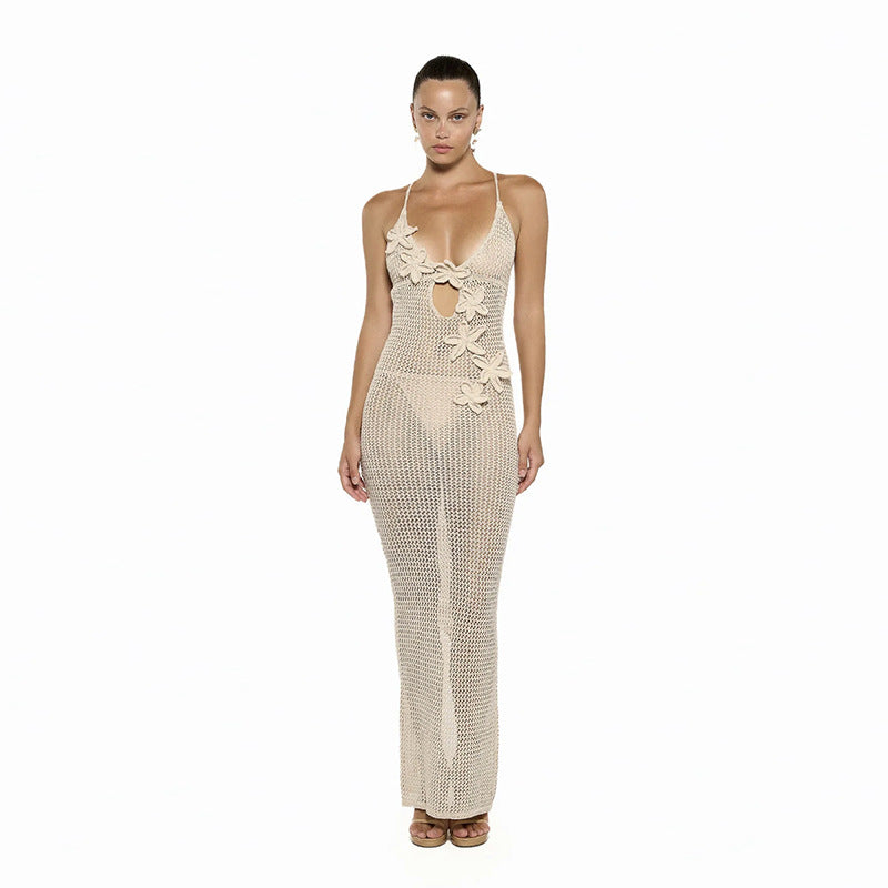 Damen Häkel-Strandkleid mit verspieltem Blütenmuster Drune
