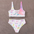 Damen Bunt bedruckter Bikini mit sportlichem Schnitt und breiten Trägern Drune