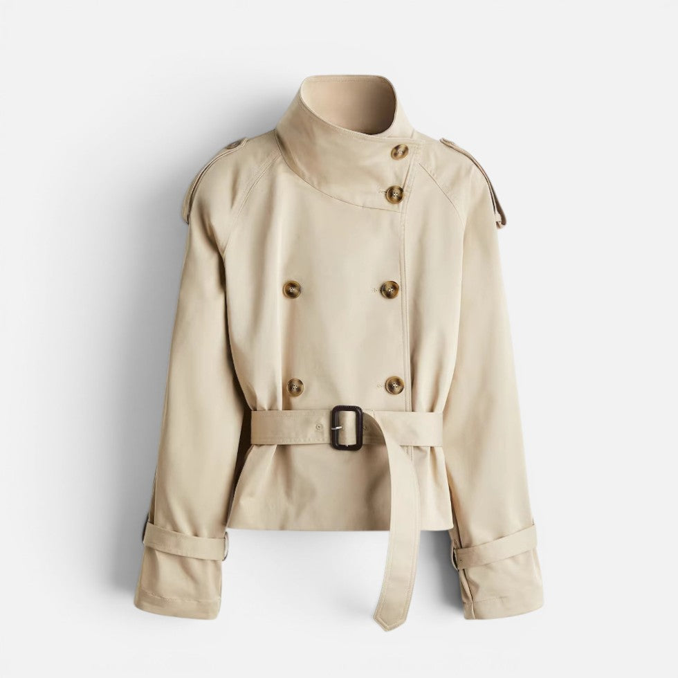 Kurze Trenchjacke mit Stehkragen