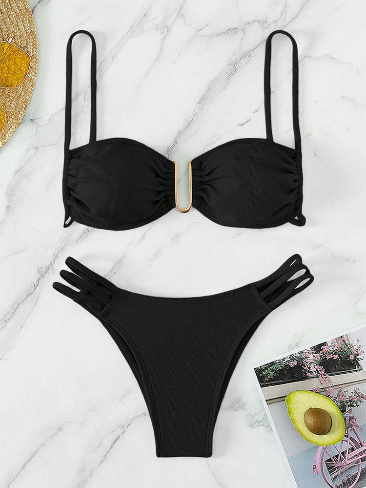 Damen Bikini-Set mit modischem Push-Up-Oberteil und elegantem Gummidetail Drune