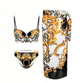 Damen Bikini-Set mit elegantem Wickelrock und verspieltem Oberteil Drune