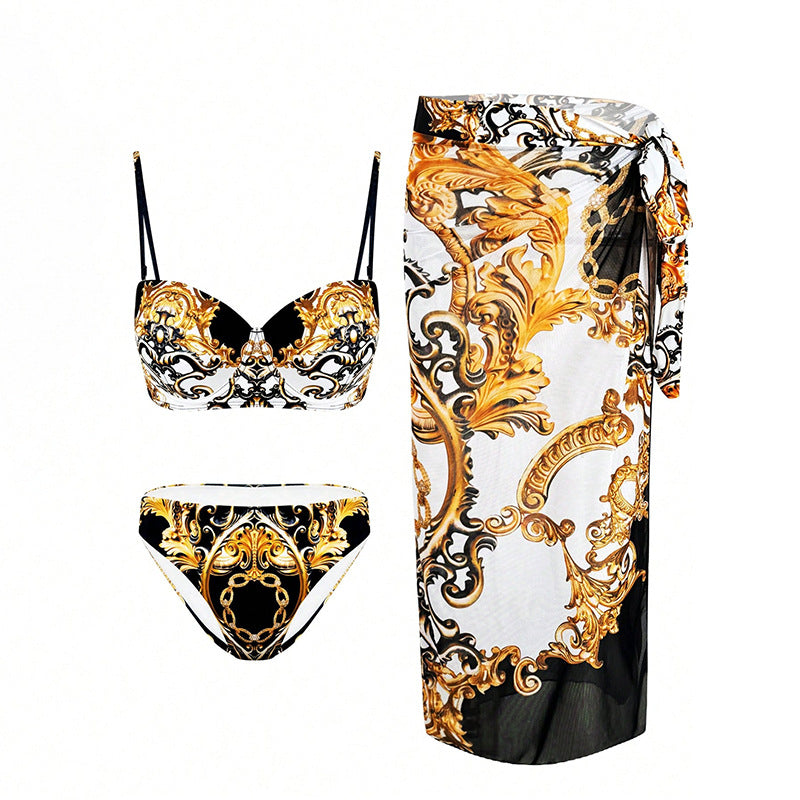 Damen Bikini-Set mit elegantem Wickelrock und verspieltem Oberteil Drune