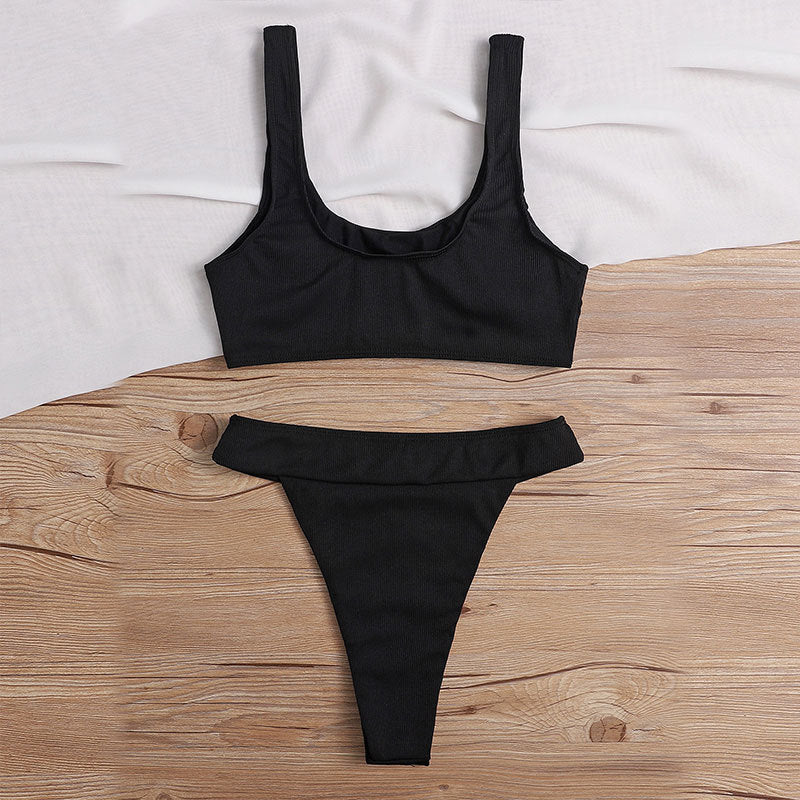 Damen Bikini-Set mit modischem hochgeschnittenem Höschen und figurformendem Oberteil Drune