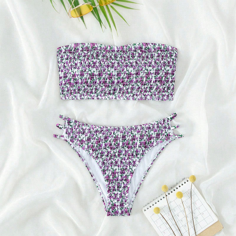 Damen Bandeau-Bikini mit raffinierten Rüschendetails und verstellbaren Trägern Drune