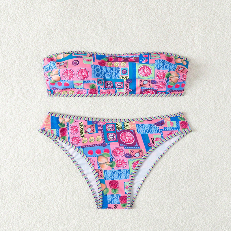 Damen Bikini-Set mit bandeau Oberteil und hohem Beinausschnitt Drune