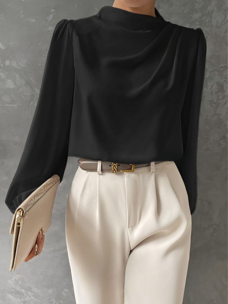 Damen Sommer Drapiert Langarm Bluse