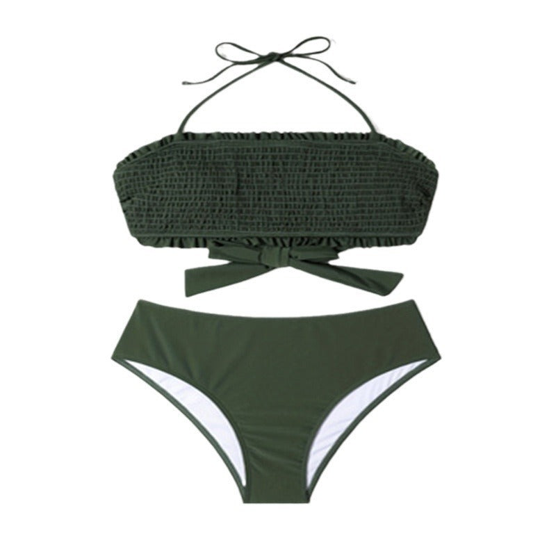 Damen Bikini-Set mit modischem Bandeau-Oberteil und hoch geschnittenem Slip Drune