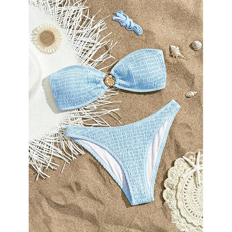 Damen Bandeau-Bikini mit strukturierter Oberfläche und charmanten Akzenten Drune