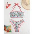 Damen Bandeau-Bikini mit floralem Muster und doppeltem Bortenabschluss Drune