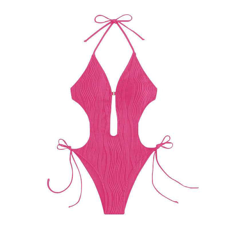 Damen Einteiler Badeanzug mit modischem Cut-Out und elastischem Wickeldetail Drune