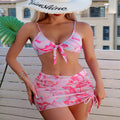 Damen Bikini-Set mit verspieltem Knoten-Oberteil und rüschenverziertem Rock Drune