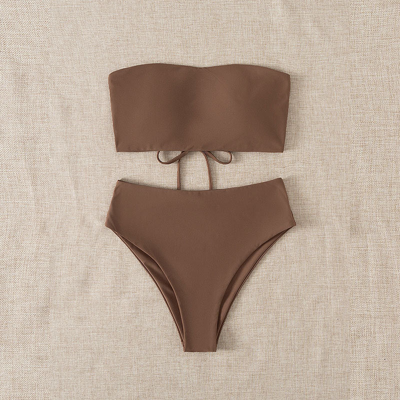 Damen Bandeau-Bikini Set mit hochgeschnittenem Slip Drune