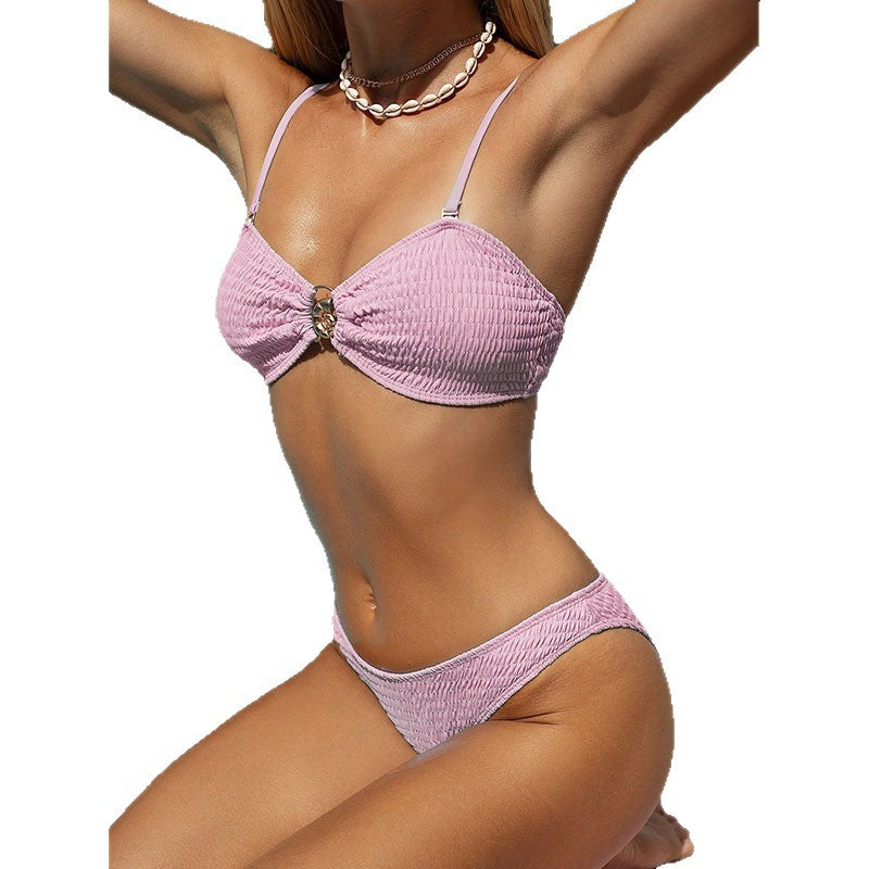 Damen Bandeau-Bikini mit strukturierter Oberfläche und charmanten Akzenten Drune