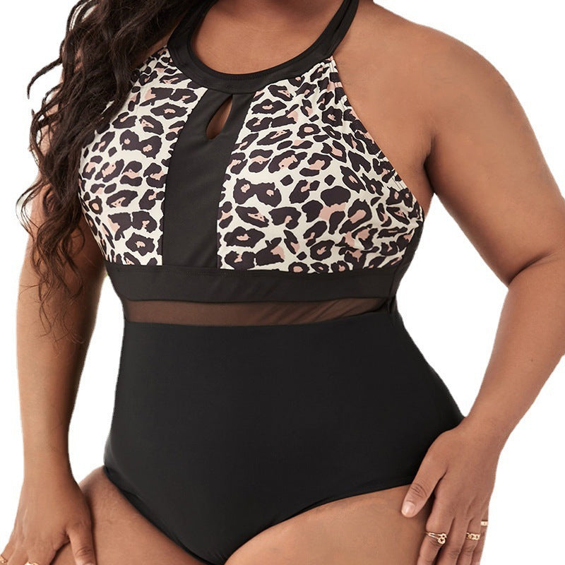 Damen Einteiler Badeanzug mit modischen Cut-Outs und animalischem Design Drune