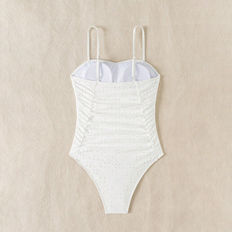 Damen Einteiler Badeanzug mit effektiver Raffung und romantischem Design Drune
